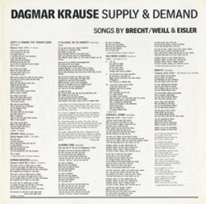 ダグマー・クラウゼ：DAGMAR KRAUSE / SUPPLY & DEMAND  SONGS BY BRECHT / WEILL & EISLER 【LP】UK盤 ORG.