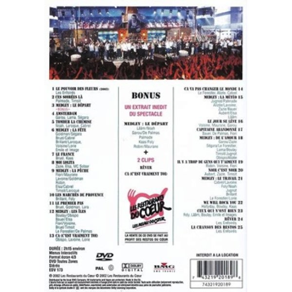 LES ENFOIRES / 2002 TOUS DANS LE MEME BATEAU  【DVD】 FRANCE盤 PAL