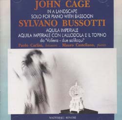 画像1: JOHN CAGE // SYLVANO BUSSOTTI/IN A LANDSCAPE/SOLO FOR PIANO WITH BASSOON // DA VOLIERA - DUE SOLILOQUI 【CD】 新品 ITALY盤 MATERIALI SONORI (1)